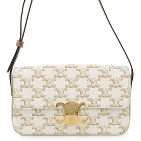 Celine Triomphe Claude Shoulder Bag 194142 CELINE White