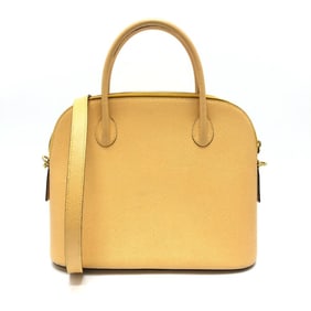 CELINE Vintage Bowling 2-Way Leather Shoulder Bag for Women in Yellow Beige