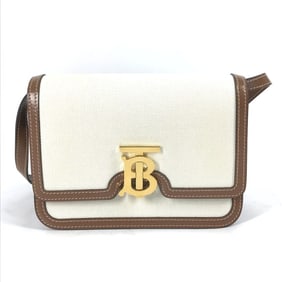 BURBERRY 8039365 2-Way Bag Clutch TB Shoulder Canvas/Leather Women's Beige Like New