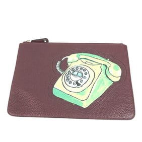 FENDI 7N0078 Pouch, Small Accessory Case, Telephone Design, Second Bag, Clutch Leather, Men's,