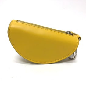 FENDI 7AR706 Taco Motif Coin Case Bag Charm Leather Women's Yellow