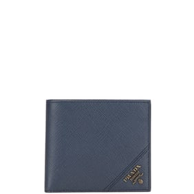 Prada Saffiano Metal Bifold Wallet 2MO513 Navy Leather Women's PRADA