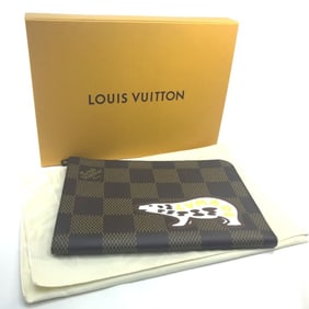 LOUIS VUITTON N60390 Damier Giant Pochette Jour NIGO collaboration clutch bag canvas men's Ebene