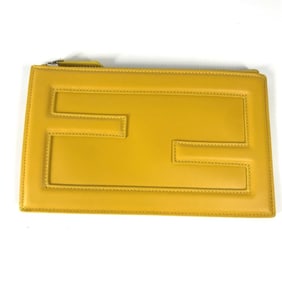 FENDI 7N0114 Pouch Clutch Bag Leather Women's Yellow