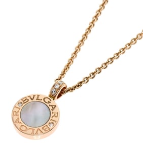 BVLGARI Shell Onyx Diamond Necklace in 18K Pink Gold for Women