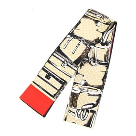 Louis Vuitton Scarf/Muffler Bandeau Trunk M73964 Beige/Red 100% Silk Ribbon Scarf Bag Monogram