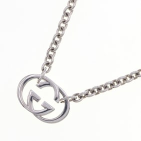 Gucci Double G Necklace 190489 SV Sterling Silver 925 Pendant Choker Interlocking Women's Men's