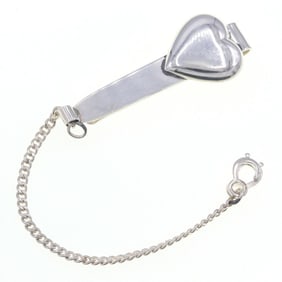 Tiffany & Co. Tie Clip Makers Heart Clip, Sterling Silver 925 Chain, Women's, TIFFANY CO.