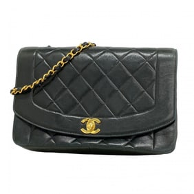 Chanel Diana Matelasse Chain Shoulder Bag in Lambskin, Black, Women's