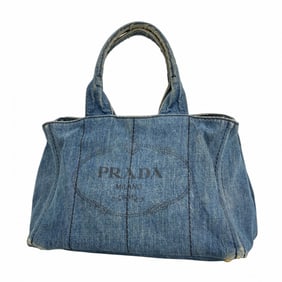 Prada Canapa Denim Tote Bag, Blue, Women's