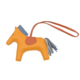Hermes Hermès Rodeo MM Bag Charm, Carnelian Jaune D'or Blue Agate