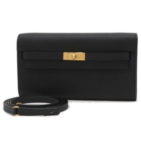 Hermes Hermès Kelly To Go Shoulder Wallet, Long Epson, Black, Gold Hardware, K Stamp
