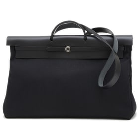 Hermes Hermès Airbag Zip 50 Shoulder Bag, Toile Black, Silver Hardware, D Stamp
