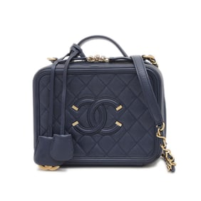 Chanel CC Filigree Chain Shoulder Bag in Caviar Leather, Navy A93344