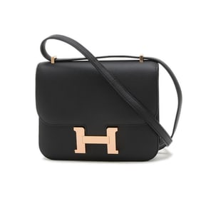 Hermes Hermès Constance Mini 18 Shoulder Bag, Miroir Epsom, Black, Rose Gold Hardware, Double Stamp