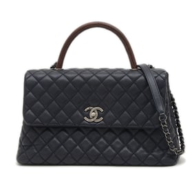 Chanel Top Handle 2-Way Shoulder Bag in Navy Caviar Leather A92992