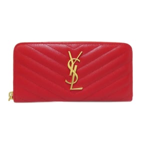 Saint Laurent V-stitch long wallet in calfskin for women. SAINT LAURENT