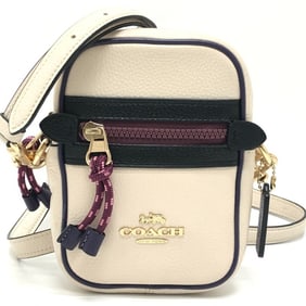 COACH F83267 Pebble Leather Veil Phoebe Bag, Crossbody Pochette Shoulder Leather, Women's, White