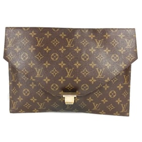 LOUIS VUITTON M53525 Monogram Poche Plate Bag, Second Pouch, Clutch Canvas, Men's and Women's, Brown