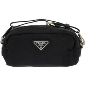 Like new Prada pouch with strap, 1NE175 nylon, silver hardware, black, 0351 PRADA