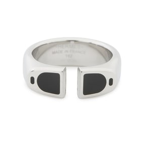 Hermes Etrier Ring, Black, Size T62, Men's Black