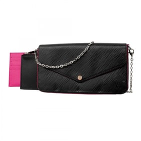 Louis Vuitton Epi Felicie Shoulder Wallet M64579 Noir Hot Pink Women's