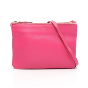 Celine Trio Small Shoulder Bag in Lambskin Leather, Pink, 187603