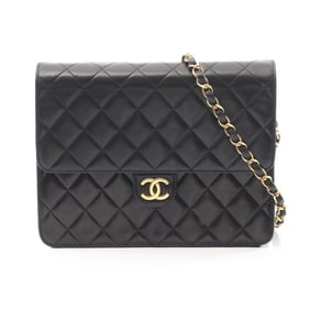CHANEL Matelasse Single Flap Shoulder Bag in Lambskin Leather, Black
