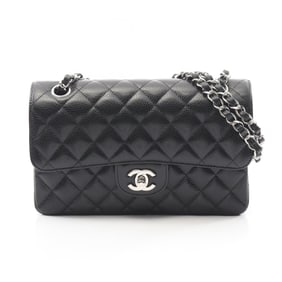 CHANEL Matelasse Double Flap Shoulder Bag in Grained Calf Leather, Black