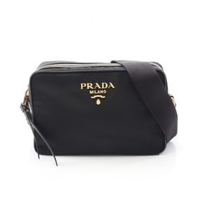 Prada TESSUTO + SAFFIANO Shoulder Bag in Nylon and Saffiano Leather, Black, Women's, 1BH089