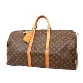 Louis Vuitton Monogram Keepall 55 Boston Bag M41424 Brown Men's and Women's