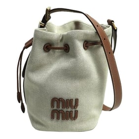 MIUMIU Miu Bucket Bag Shoulder Beige/Brown 5BE090 Women's