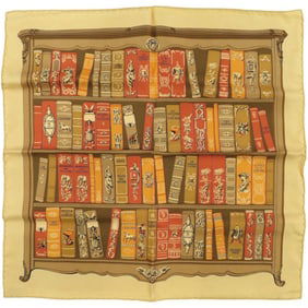 Like new Hermès Carré 45 Petit Bibliotheque Library Silk Multicolor Scarf Muffler 0087 HERMES