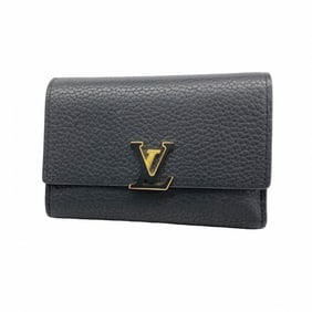 Louis Vuitton Tri-fold Wallet, Taurillon Portefeuille Capucines Compact, M62157, Noir, Hot Pink,