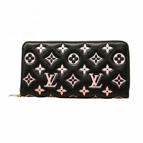 Louis Vuitton Monogram Embossed Zippy Wallet M12152 Black/Pink Women's