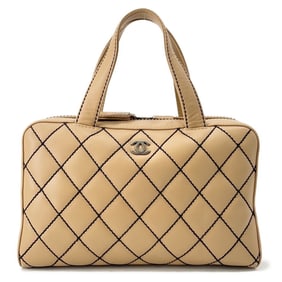 CHANEL Handbag Wild Stitch Matelasse Coco Mark Calf Leather A14692