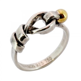 Tiffany Hook & Eye Ring in 18K Yellow Gold and 925 Silver, Size 10, Women's