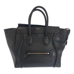 CELINE Luggage Mini Shopper in Black with Gold Hardware and Leather, F SA 0132, Women's Tote Bag