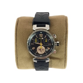 LOUIS VUITTON Tambour Lovely Cup Black/Silver Stainless Steel/Rubber/Glass Watch Q132G Quartz