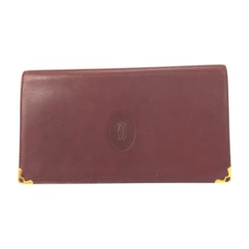 CARTIER Must Line Bordeaux Gold Hardware Leather Long Wallet for Women