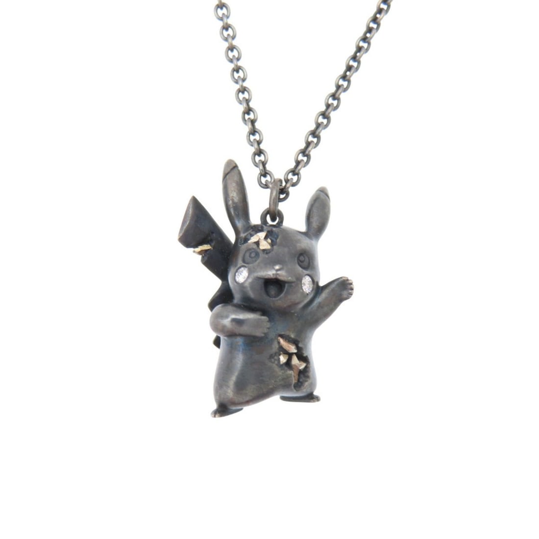 Tiffany & Co. Daniel Arsham Pokémon Collaboration Pikachu Oxidized Necklace in Sterling Silver with: --- Catalog ---Category: SizePendant Size: 23mm x 16mm / 0.9'' x 0.62''Neck Circumference: 45.5 cm / 17.91''Category: DesignColor: BlackStone: DiamondGender: WomenMaterial: Sterling silverNecklace Typ