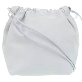 JIL SANDER Drawstring Leather Light Gray Handbag 0468