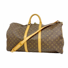 Louis Vuitton Monogram Keepall Bandouliere 55 Boston Bag M41414 Brown Men's and Women's