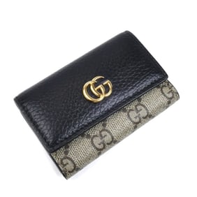 GUCCI GG Marmont Key Case, Black and Beige, 456118 17WAG 1283, Women's