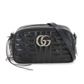 Gucci GG Marmont Chain Shoulder Bag in Black Leather (447632)