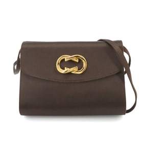 Gucci Shoulder Bag in Brown Satin with Gold Hardware. Vintage Bag.