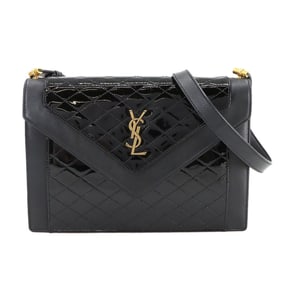 Saint Laurent Gaby Shoulder Bag, Patent Leather, Black, Gold Hardware, 695503
