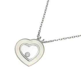 Chopard Happy Diamond Heart Shell Necklace, 42cm, K18 WG White Gold, 750