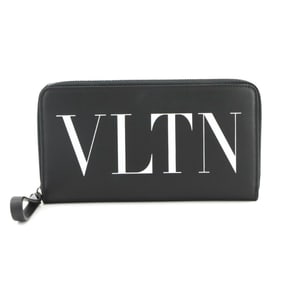 Valentino Garavani VLTN Round Long Wallet in Leather, Black and White