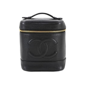 CHANEL Vanity Handbag, Caviar Leather, Black, A01998, Coco Mark, Gold Hardware